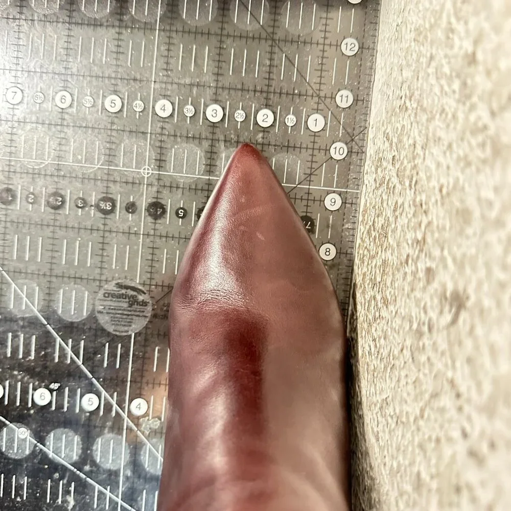 Schutz Women Size 9B Dark Brown Leather Side Zip Pointed Toe Ankle Heel Boot - Picture 11 of 11